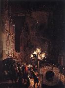 POEL, Egbert van der Celebration by Torchlight on the Oude Delft af oil painting